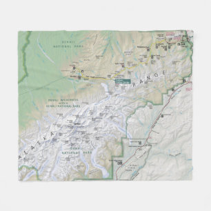 Denali (Alaska) map fleece blanket