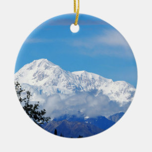 Denali Alaska Mountain Snow Photo Ceramic Ornament