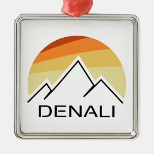 Denali Alaska Retro Metal Ornament