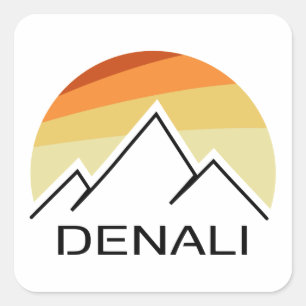 Denali Alaska Retro Square Sticker