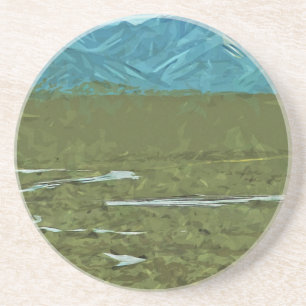 Denali Alaska Rivers Abstract Impressionism Coaster