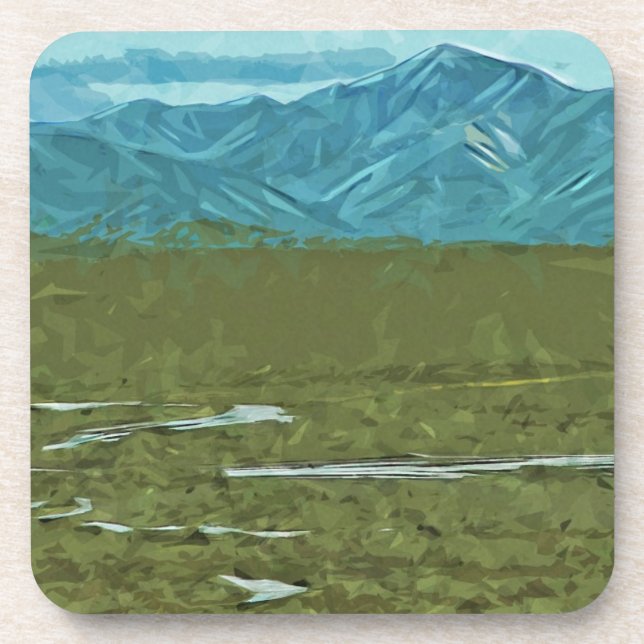Denali Alaska Rivers Abstract Impressionism Coaster (Front)