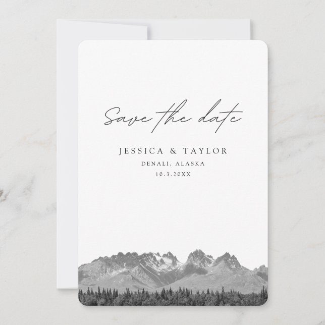 Denali Alaska Save the Date Tokosha Mountains Invitation (Front)