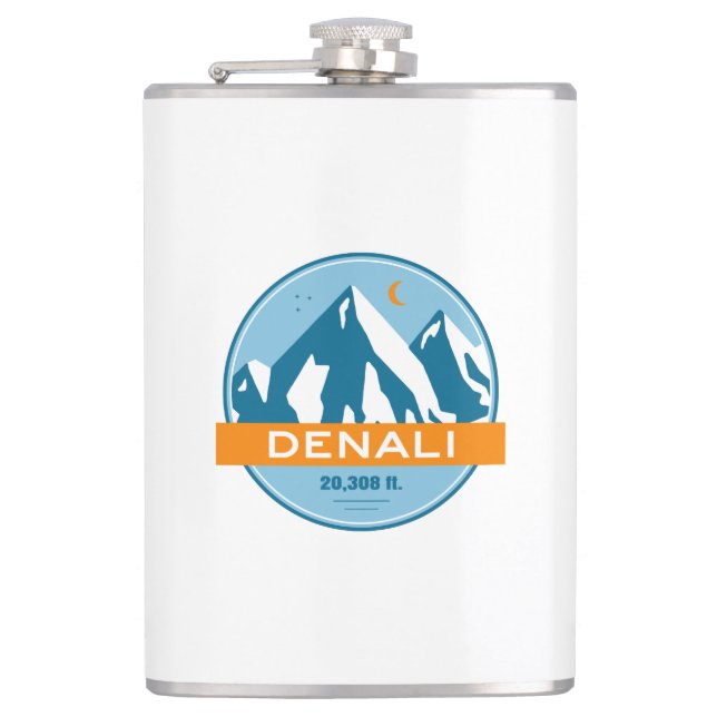 Denali Alaska Stars Moon Hip Flask (Front)