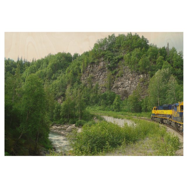 Denali Express Alaska Train Vacation Photography Wood Poster (Front)
