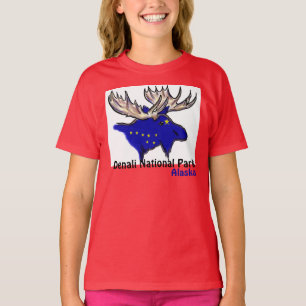 Denali National Park Alaska flag elk girls tee