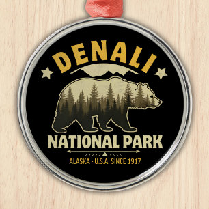 Denali National Park Alaska Forest Landscape Metal Ornament