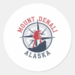 Denali National Park Alaska Hiking Camping Travel Classic Round Sticker