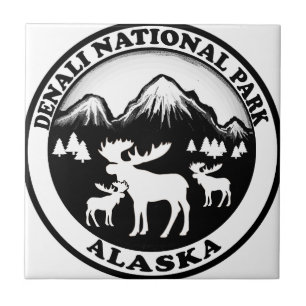 Denali National Park Alaska moose circle Tile