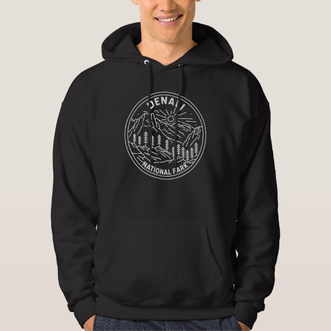 Denali National Park Alaska Mount Hunter Monoline Hoodie (Front)