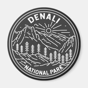 Denali National Park Alaska Mount Hunter Monoline  Magnet