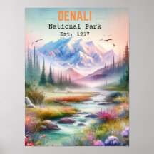 Denali National Park Alaska Mount watercolor