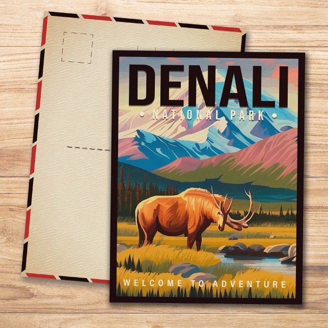 Denali National Park Alaska Mountain landscape Ski Postcard (Creator Uploaded)