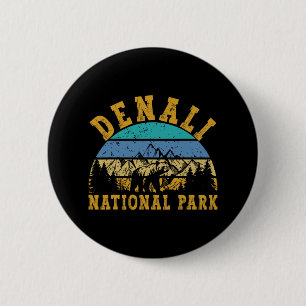 Denali National Park Alaska Mountain Nature Bear H 6 Cm Round Badge