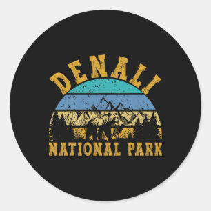 Denali National Park Alaska Mountain Nature Bear H Classic Round Sticker