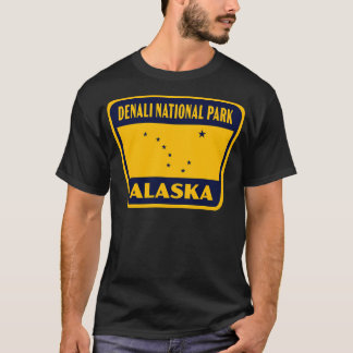 Denali National Park Alaska Retro Badge Blue T-Shirt