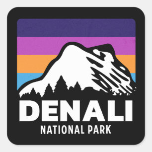 Denali National Park Alaska Retro Vintage Gift Square Sticker