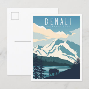 Denali National Park Alaska USA Travel  Postcard