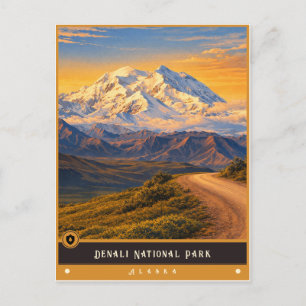 Denali National Park Alaska Vintage Postcard