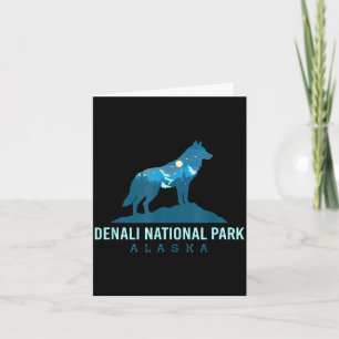 Denali national park alaska wolf mountain card