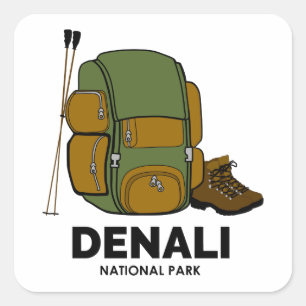 Denali National Park Backpack Square Sticker