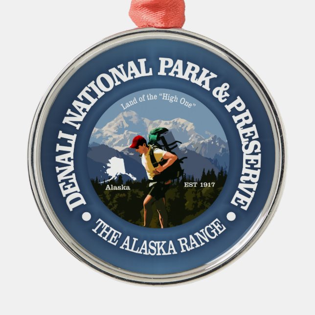 Denali National Park(Hiker C) Metal Tree Decoration (Front)