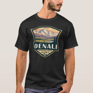 Denali National Park Illustration Travel Vintage T-Shirt