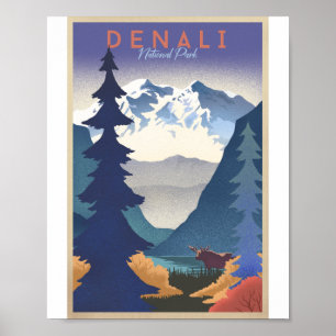 Denali National Park Litho Artwork Poster