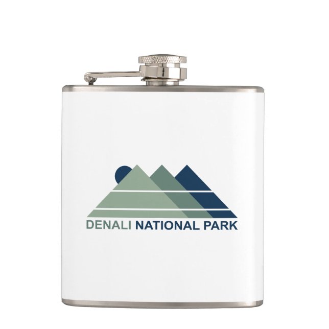 Denali National Park Mountain Sun Hip Flask (Front)