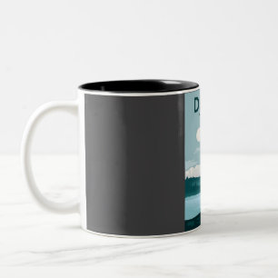 Denali National Park print vintage minimalistic tr Two-Tone Coffee Mug