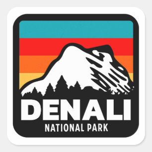Denali National Park Retro Hiking Camping Gift Square Sticker