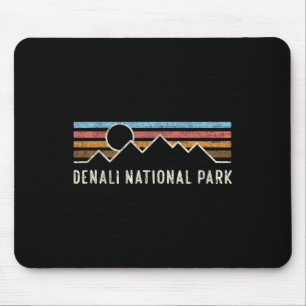 Denali National Park Retro Mountain Lines Camping Mouse Pad