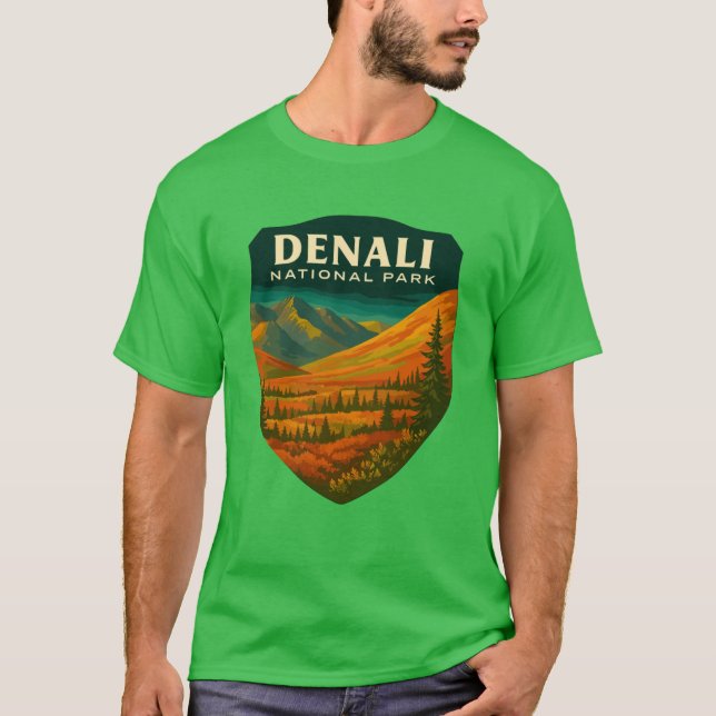 Denali National Park Retro Mountain Wilderness Sti T-Shirt (Front)