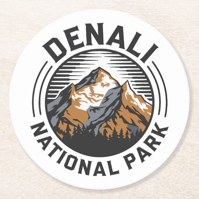 Denali National Park Round Paper Coaster (Front)