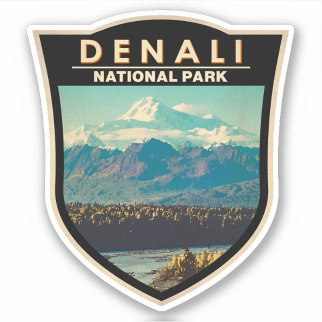 Denali National Park Watercolor Badge (Front)