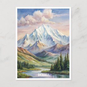 Denali National Park Watercolor Painting Postcard