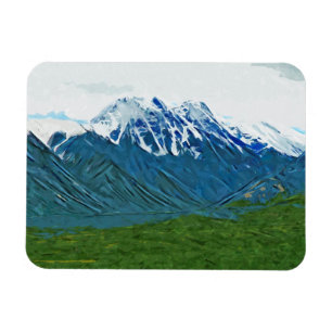 Denali With Rivers Alaska Abstract Impressionism Magnet