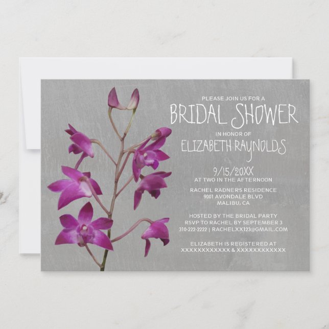 Dendrobium Orchid Bridal Shower Invitations (Front)