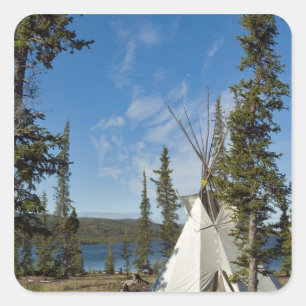 Dene Tribe gathering, Northwest Territories, Square Sticker