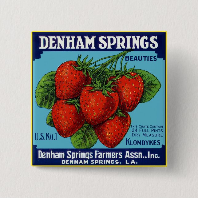 Denham Springs Beauties Strawberries 15 Cm Square Badge (Front)