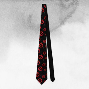 Denied Symbol Necktie – Bold Red on Black