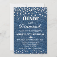 Denim and Diamond Birthday Party Invitation