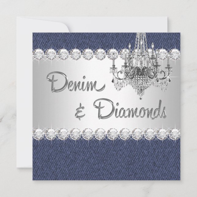Denim and Diamond Party Invitations (Front)