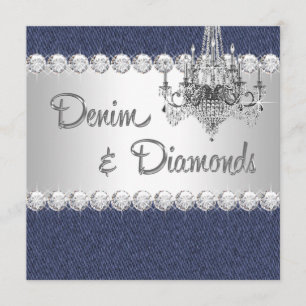 Denim and Diamond Party Invitations