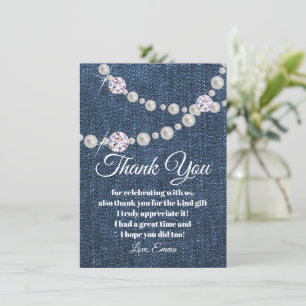 denim and diamond pearl, thank you card