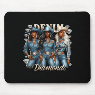 Denim And Diamonds African Melanin Swag Cowgirls R Mouse Pad