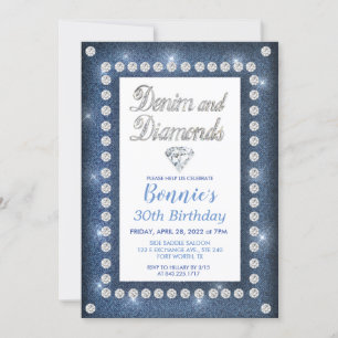 Denim and Diamonds Birthday  Invitation