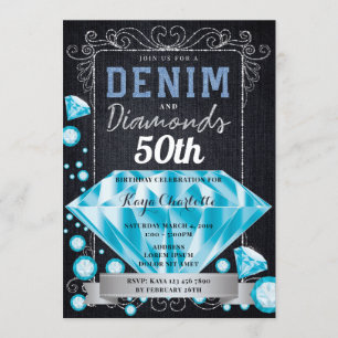 Denim and Diamonds Birthday Invitation