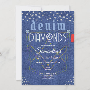 Denim and Diamonds Birthday Party Invitation