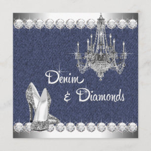 Denim and Diamonds Birthday Party Invitation